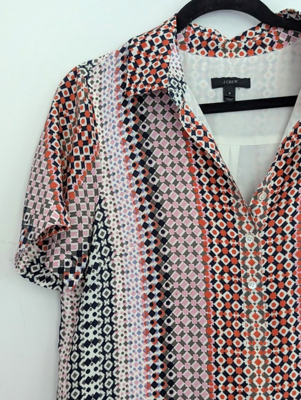 J.Crew multicolor geometric collar multicolor 100% silk dress 8 - Picture 4 of 6